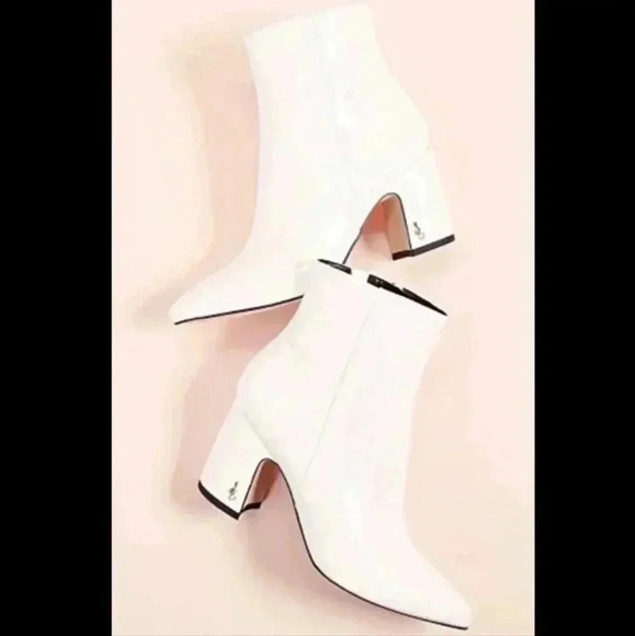 Sam Edelman Hilty Off White Patent Leather Ankle Boot Size 5 - Picture 1 of 7